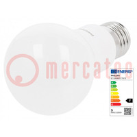 LED lamp; cool white; E27; 230VAC; 470lm; P: 5W; 200°; 6500K
