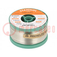 Soldering wire; Sn99Cu0,7Ag0,3; 1mm; 250g; lead free; reel; 2.5%