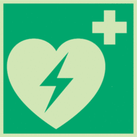 Fahnenschild - Automatisierter externer Defibrillator (AED), Grün, Aluminium