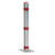 Aluminium-Absperrpfosten mit roten Reflexstreifen zum Aufschrauben mit Bodenplatte , Vierkantpfosten: 70 x 70 mm,