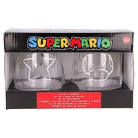 JUEGO DE 2 VASOS DE AGUA DE CRISTAL DE 510 ML DE SUPER MARIO