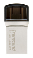 Transcend JetFlash 890 64GB pamięć USB USB Type-A / USB Type-C 3.2 Gen 1 (3.1 Gen 1) Czarny, Srebrny