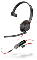 POLY Blackwire 5210 Headset Wired Head-band Calls/Music USB Type-C Black, Red
