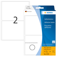 HERMA 2570 etiqueta autoadhesiva Rectángulo redondeado Blanco 64 pieza(s)