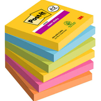 Post-It 7100259230 zelfklevend notitiepapier Vierkant Blauw, Groen, Oranje, Roze, Geel 90 vel Zelfplakkend