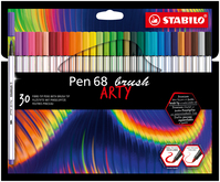 STABILO Pen 68 brush, premium brush viltstift, ARTY etui met 30 kleuren