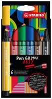 STABILO Pen 68 MAX Filzstift Schwarz, Blau, Braun, Grün, Rot, Gelb