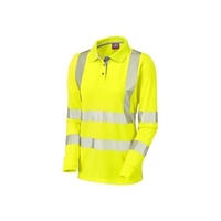 Pollyfield Ladies Hi-vis Yellow Long Sleeve Polo Shirt 5XL-6XL - Size XS (8)