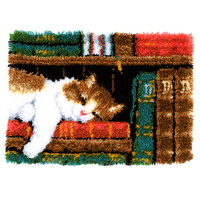 Latch Hook Kit: Rug: Cat on Bookshelf