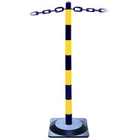 Plastic Chain Post with Hard Rubber Square Base - (175.16.601) Black and Yellow Chain Post