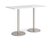 Monza rectangular poseur table with flat round brushed steel bases 1600mm x 800m