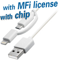 Verbindungskabel für iPhone, iPad, iPod, Smartphone und Tablets USB A Stecker auf Micro USB B / Ligh