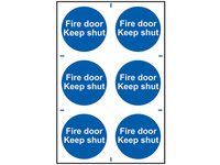Fire Door Keep Shut - 6 PVC Signs 100 x 100mm