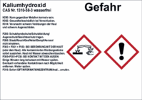 Gefahrstoffetikett Kaliumhydroxid - Gefahr, Rot/Schwarz, 14.8 x 21 cm, Weiß