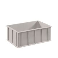 Stacking container made of polyethylene, with reinforcement ribs