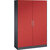 Armario de puertas batientes ASISTO, altura 1980 mm, anchura 1200 mm, 4 baldas, gris negruzco / rojo vivo.