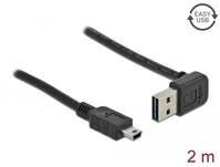 Delock EASY-USB 2.0 Type-A apa (elforgatott csatlakozó) > USB 2.0 Type Mini-B apa kábel 2m fekete (83544)