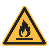 Warnzeichen "Warnung vor feuergefährlichen Stoffen" [W021], Folie (0,1 mm), 200 mm, ASR A1.3 / ISO 7010, selbstklebend