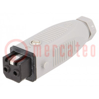 Connector: rectangular; ST; plug; female; PIN: 2; tinned; IP54; 16A