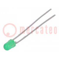 LED; 3mm; groen; 1÷2mcd; 25°; Voorkant: convex; 1,9÷2,4V