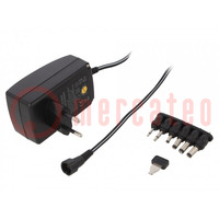 Power supply: switched-mode; mains,universal,plug; 9VDC,; 1.5A