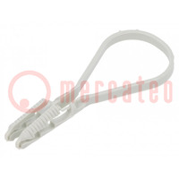 Cable strap clip; ØBundle : 8÷28mm; W: 4mm; polyamide; light grey
