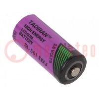 Batterij: lithium (LTC); 3,6V; 2/3AA,2/3R6; 1100mAh; Ø14,7x33,5mm