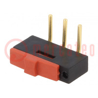 Switch: slide; Pos: 2; SPDT; 0.3A/24VAC; 0.5A/12VDC; ON-ON; PCB,THT