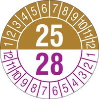 Prüfplakette 3- Jahresplakette mit 2-stelliger Jahreszahl in Jahresfarben, 3cm Version: 25-28 - 3-Jahresplakette 25-28