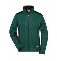 James & Nicholson Pflegeleichte Strickfleece Jacke Damen JN861 Gr. XS dark-green-melange/black