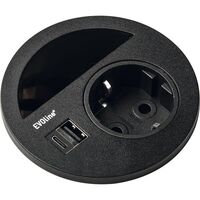 Produktbild zu EVOline Circle80 Presa con passacavo e doppio USB-Charger A+C, nero