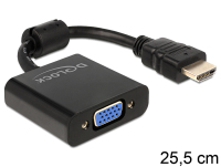 DeLOCK 65512 câble vidéo et adaptateur 0,254 m VGA (D-Sub) HDMI Type A (Standard) Noir