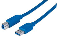 Manhattan SuperSpeed USB-B Anschlusskabel, USB 3.0, Typ A-Stecker - Typ B-Stecker, 5 Gbit/s, 3 m, blau