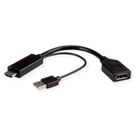 ROLINE 12.03.3147 video kabel adapter 0,15 m HDMI + USB DisplayPort Zwart