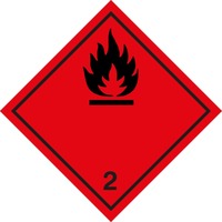 Gefahrgutetiketten "Entzündbare Gase" Klasse 2.1, 10x10cm, PVC-Haftfolie, 500 Stück