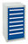Schubladenschrank Serie T-100/35-1, RAL 7035/5010, 7 Schubladen (6x100, 1x200mm)