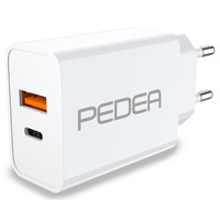 PEDEA Reiselader Dual für USB Type A / C 100-240V / Schnellladegerät / 20 Watt max., weiß
