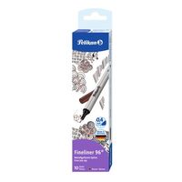 Feinschreiber Pelikan Fineliner 96® Braun, Material des Clips: ohne Clip, Farbe des Schaftes: silber, Farbe der Kappe: in Schreibfarbe, Schreibfarbe von Schreibgeräten: braun. A...