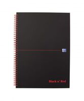 Black n Red A4 Wirebound Hard Cover Notebook Ruled 140 Pages Matt Black/(Pack 5)