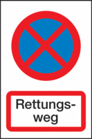 Brandschutz-Parkverbots-Kombischild - Haltverbot, Rettungsweg, Rot/Blau, Weiß