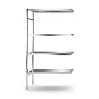 Stainless steel boltless shelf unit, 4 smooth shelves