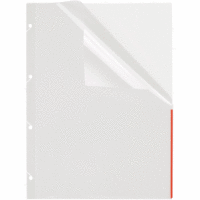 Prospekthüllen A4 PP Euro-Lochung mit Indexstreifen VE=100 Stück transparent/rot