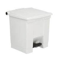 Rubbermaid Step On Pedal Bin in White with Hooks to Attach Bin Bags - 30.5L