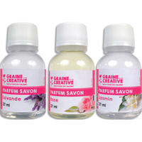 GRAINE CREATIVE Lot de 3 parfums pour savons de 27 ml - Parfums jasmin, rose et lavande - produit supprimé à épuisement du stock