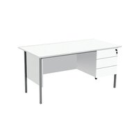 Serrion Rectangular 3 Drawer Pedestal 4 Leg Desk 1500x750x730mm White KF800071