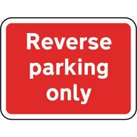 Reverse parking only road sign