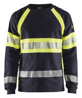 Flammschutz Langarm Shirt 3484 marineblau/gelb