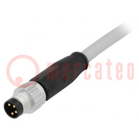 Conector: M8; macho; PIN: 4; recto; con cables; enchufe; 2m; PVC