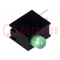 LED; in housing; green; 3mm; No.of diodes: 1; 20mA; 80°; 1.6÷2.6V