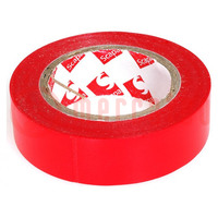 Tape: electrical insulating; W: 15mm; L: 10m; Thk: 130um; red; rubber